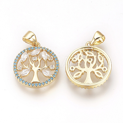 DIY Brass Micro Pave Cubic Zirconia Pendants DIY-S031-051A-1