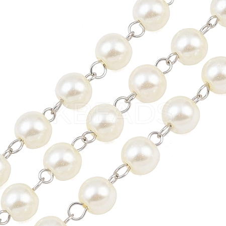 Handmade Glass Pearl Beaded Chains for Necklaces/Bracelets Making AJEW-PH00633-02-1