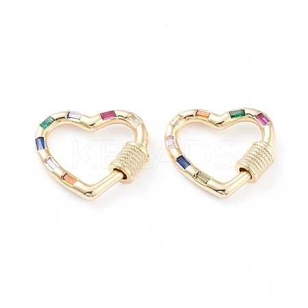 Brass Micro Pave Cubic Zirconia Screw Carabiner Lock Charms ZIRC-L093-61G-1