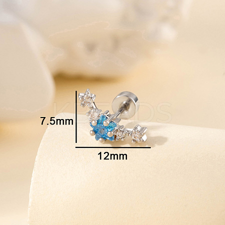 Brass Pave Cubic Zirconia Star Cartilage Earrings FS-WG0D3BD-04-1