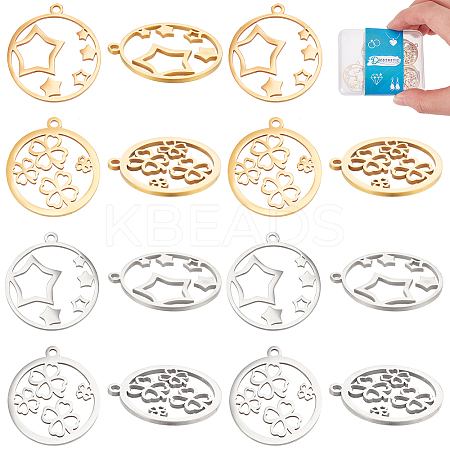 DICOSMETIC 16Pcs 4 Style 201 Stainless Steel Pendants STAS-DC0008-73-1