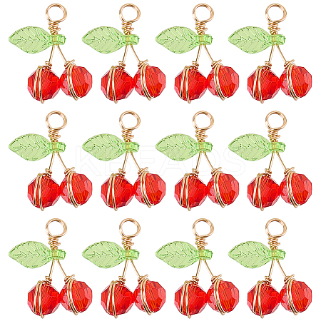 40Pcs Cherry Glass Pendants FIND-SC0016-51-1