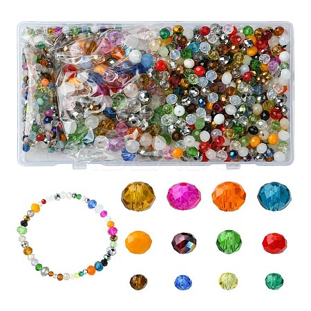 1000Pcs 3 Styles Glass Rondelle Beads GLAA-CJC0009-09C-1