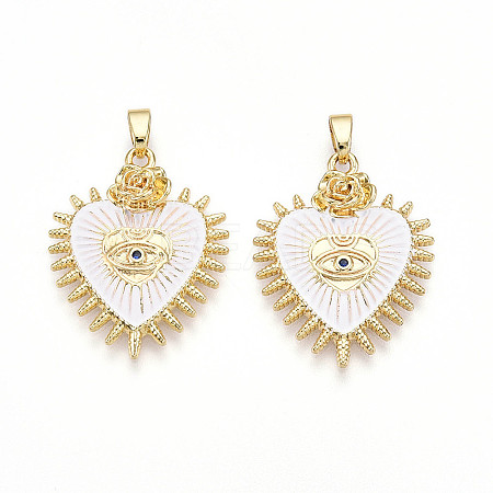 Brass Micro Pave Cubic Zirconia Pendants KK-N257-01A-G-1