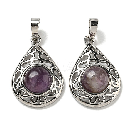 Natural Amethyst Pendants G-Q158-05P-12-1