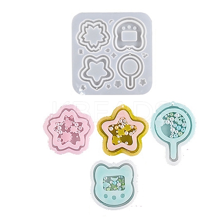 DIY Sakura & Cat's Head & Star & Lollipop Shaped Pendant Food-grade Silicone Molds LS-SIMO-D001-06-1