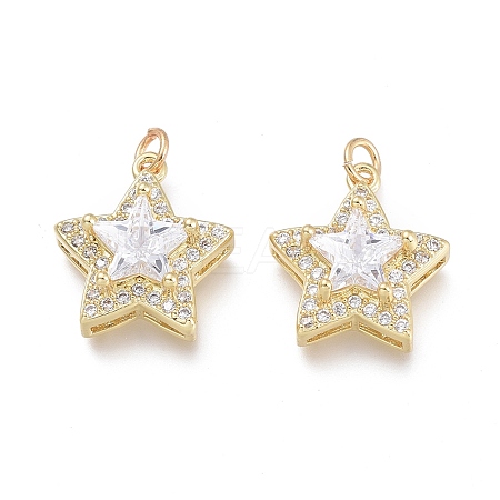 Brass Micro Pave Cubic Zirconia Pendants X-ZIRC-F114-10-G-1