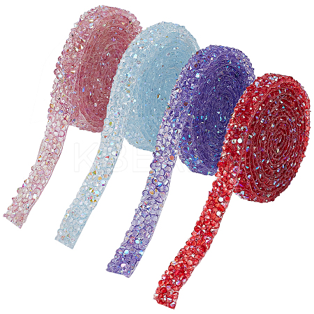 4yards 4 colors AB Color Resin Hotfix Rhinestone Trimming DIY-WR0003-68-1