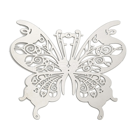 201 Stainless Steel Laser Cut Connector Charms STAS-Z116-04P-01-1
