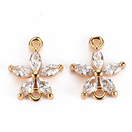 Brass Clear Cubic Zirconia Links Connectors KK-S360-102-1
