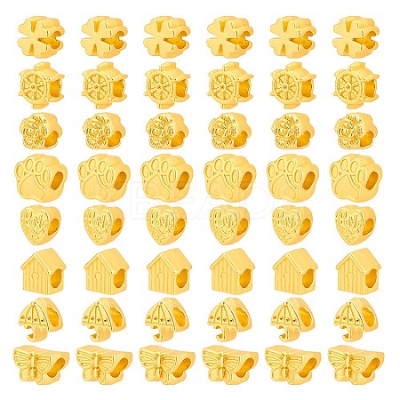 48Pcs 8 Styles Rack Plating Alloy European Beads FIND-PH0010-31-1