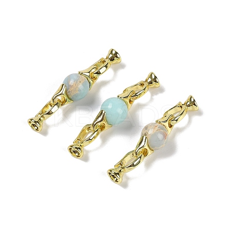 Natural Shoushan Stone with Brass Fold Over Clasps G-G141-03G-07-1