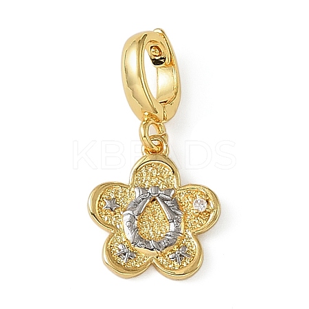 Christmas Brass Rhinestone Flower Pendant Decorations KK-H498-01G-05-1