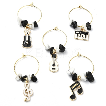 Music Theme Alloy Wine Glass Charms AJEW-JO00245-1