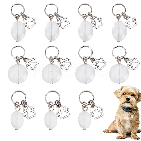 18Pcs Natural Quartz Crystal Keychains HJEW-CA0001-20-1