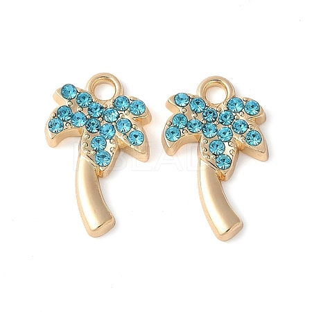 Alloy Aquamarine Rhinestone Pendants PALLOY-E775-19G-1