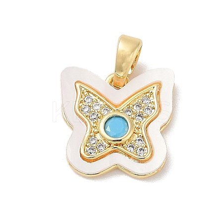 Brass Micro Pave Cubic Zirconia Pendants KK-Q030-01C-G-1