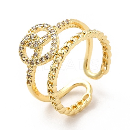 Clear Cubic Zirconia Heart Knot Open Cuff Ring KK-H439-26G-1