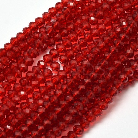 Faceted Rondelle Transparent Glass Beads Strands EGLA-J134-3x2mm-B02-1