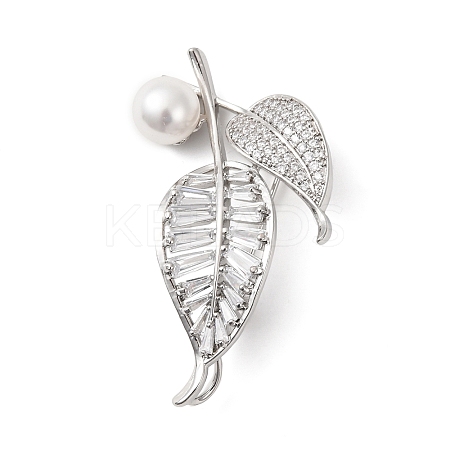 Brass Cubic Zirconia Brooches KK-P167-14P-1