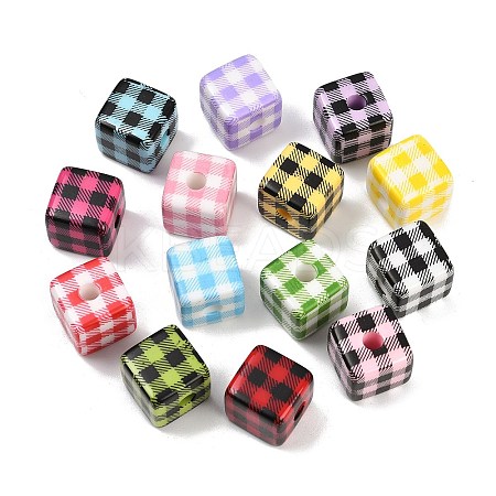 Printed Opaque Acrylic Beads OACR-A040-08-1
