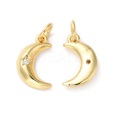Rack Plating Brass Micro Pave Clear Cubic Zirconia Charms KK-D074-27G-1