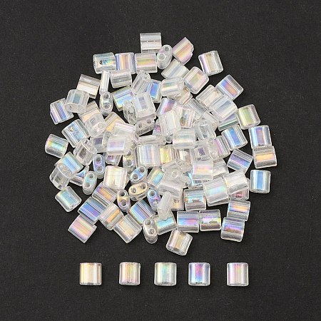 FGB 2-Hole Transparent Glass Seed Beads SEED-YW0002-35-1