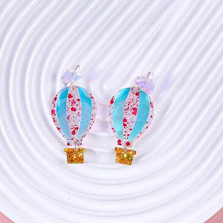 Hot Air Balloon Acrylic Dangle Stud Earrings WG082CC-01-1