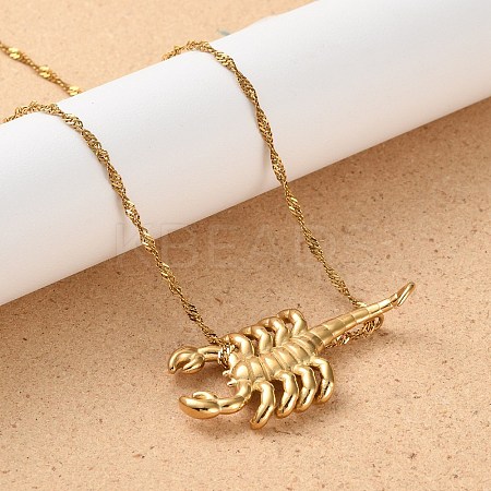 304 Stainless Steel Scorpion Pendant Necklaces for Men NJEW-Z054-01G-1