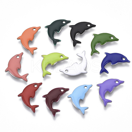201 Stainless Steel Enamel Pendants X-STAS-N088-16-1
