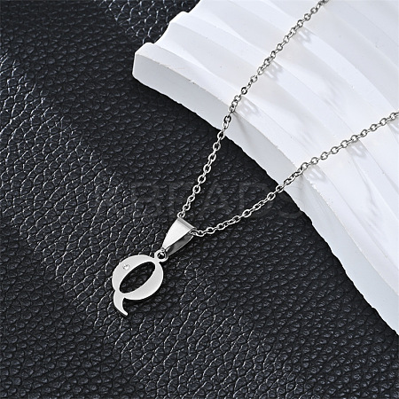 201 Stainless Steel Crystal Rhinestone Initial Pendant Necklaces FS-WG28760-11-1