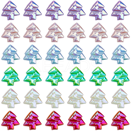 48Pcs 6 Colors Christmas Rainbow Iridescent Plating Acrylic Beads MACR-SP0001-34-1