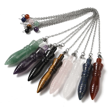 Mixed Natural Gemstone Pointed Dowsing Pendulums G-F758-F-P-1