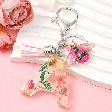 Resin & Acrylic & Faux Suede Tassel Keychain KEYC-YW00125-01-1