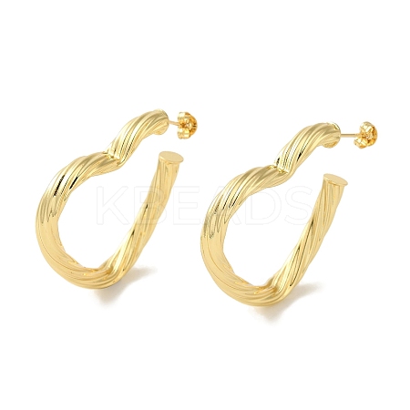Rack Plating Twist Heart Brass Stud Earrings for Women EJEW-P272-03A-G-1