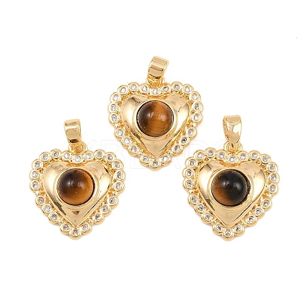 Natural Tiger Eye Pendants KK-H538-11G-1