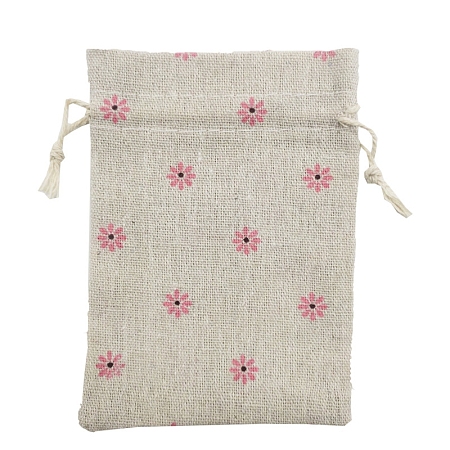 Printed Cotton Imitation Burlap Packing Pouches Drawstring Bags PW-WG7B662-20-1