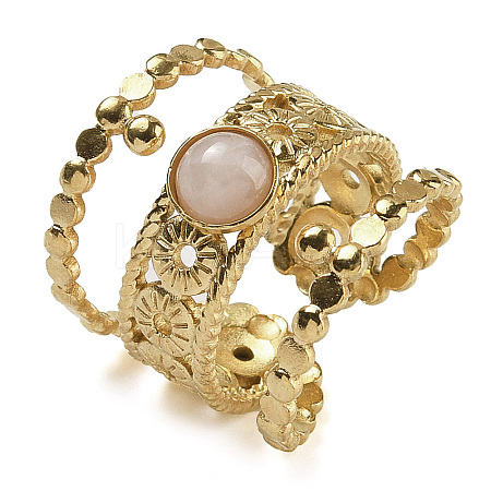 Natural Rose Quartz Finger Rings RJEW-U027-03G-08-1
