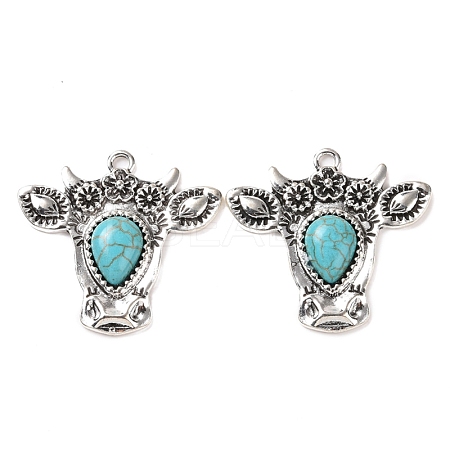 Synthetic Turquoise Pendants PALLOY-K001-046-1