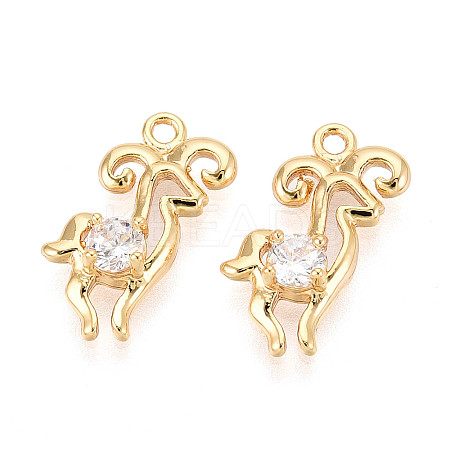 Brass Pave Clear Cubic Zirconia Pendants KK-T077-58G-1
