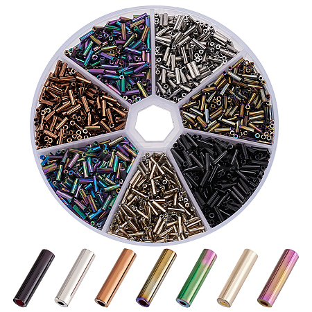 1400Pcs 7 Colors Glass Bugle Beads SEED-PH0002-14-1