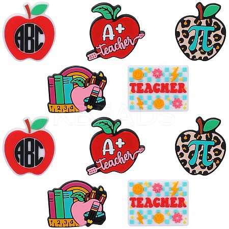 10Pcs 5 Styles Teachers' Day Silicone Focal Beads SIL-SZ0001-70-1