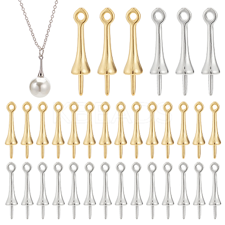 60Pcs 2 Colors Brass Peg Bails KK-PH0006-06-1