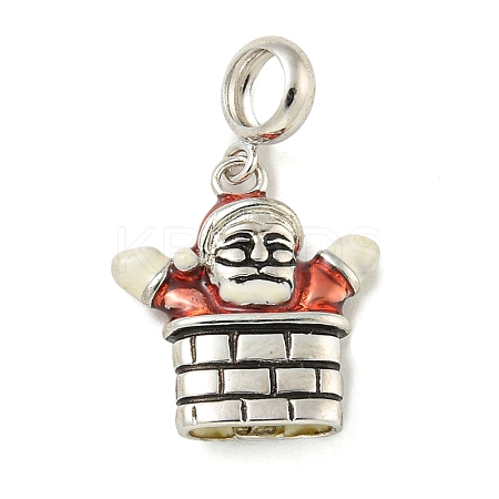 Anti-Tarnish Rhodium Plated 925 Sterling Silver Enamel Christmas European Dangle Charms STER-Z010-02P-01A-1