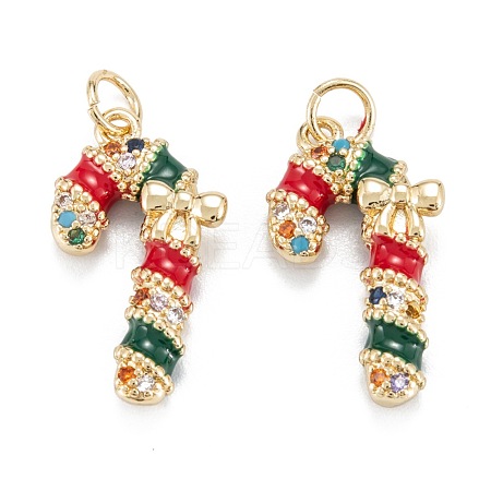 Christmas Themed Brass Micro Pave Cubic Zirconia Pendants ZIRC-L101-10G-1