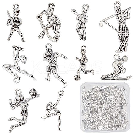 60Pcs 10 Style Tibetan Style Alloy Pendants FIND-SC0003-69-1