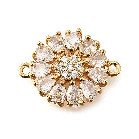 Brass Clear Cubic Zirconia Connector Charms KK-U065-06B-G-1