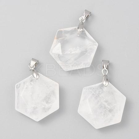 Faceted Natural Quartz Crystal Pendants G-F340-03D-1