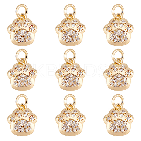 10Pcs Brass Micro Pave Clear Cubic Zirconia Charms KK-FH0003-23-1