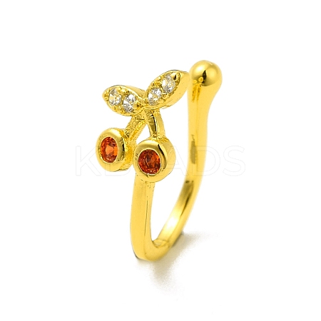 Red Cubic Zirconia Cherry Clip on Nose Rings LS-AJEW-F059-07G-1
